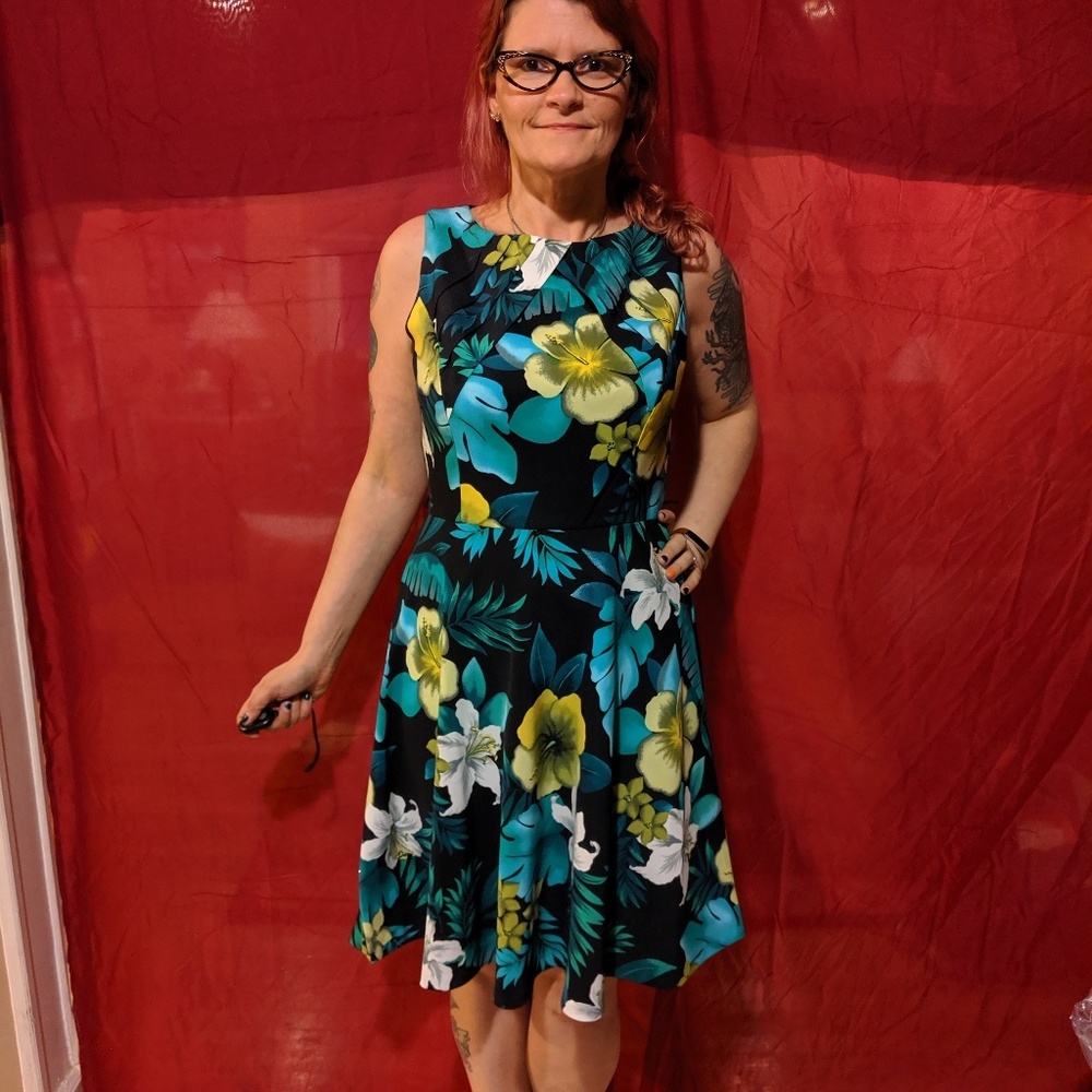 Tropical mid length dress
